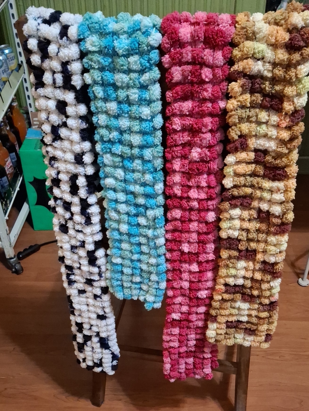 Pom-Pom Bouclé Scarf - LOT of 6 Scarves
